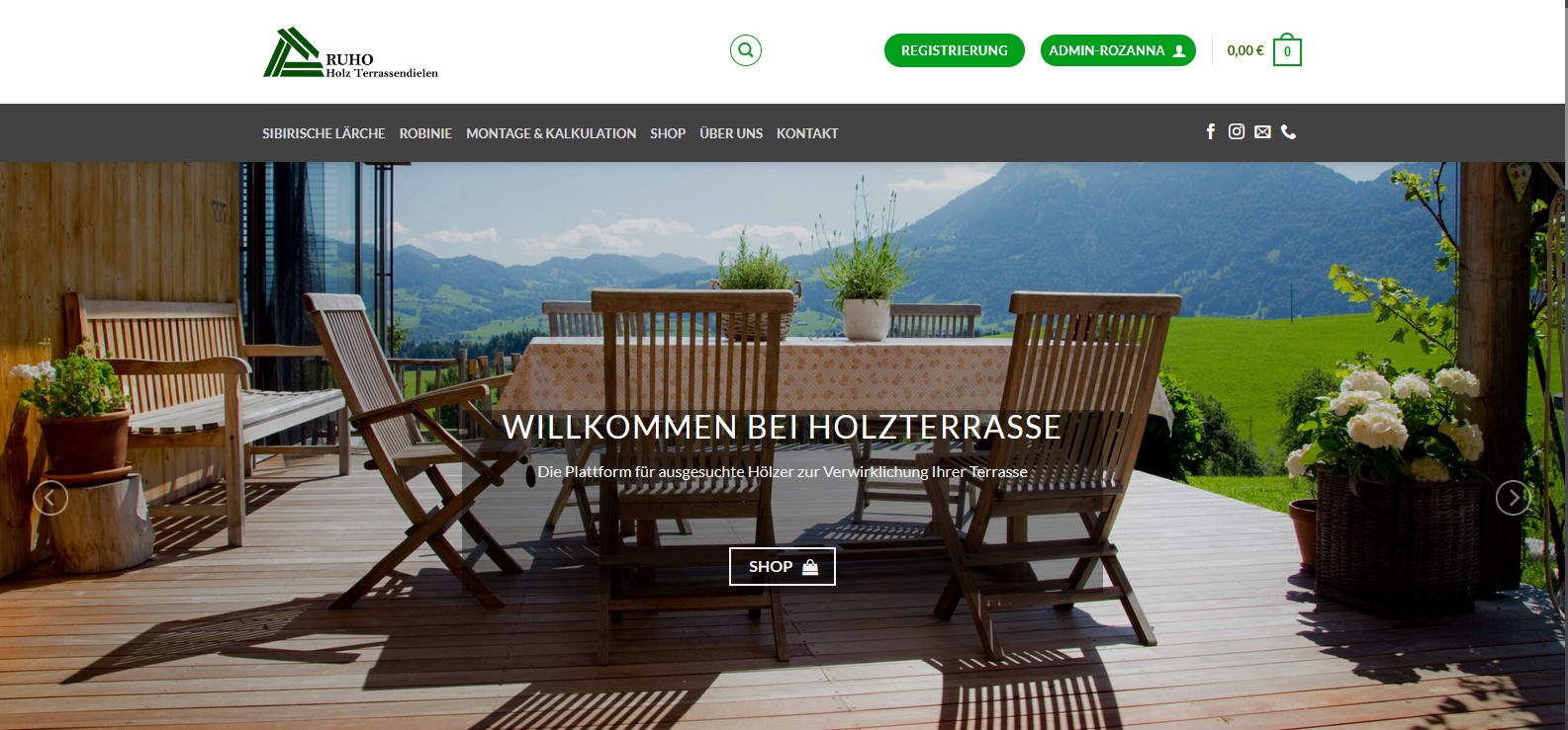 Online-Shop für Holzprodukte