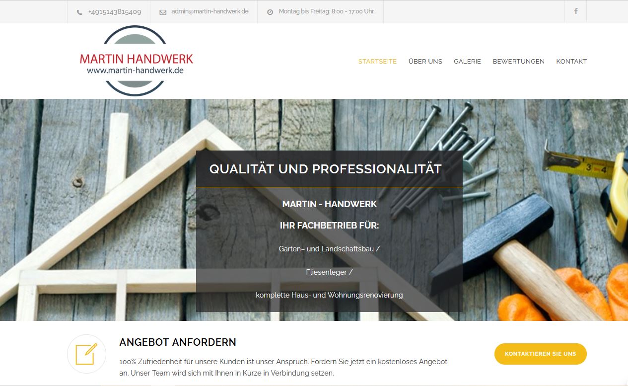 website für Unternehmen in Deutschland, die ein Haus renovieren und eine Außenterrasse bauen
