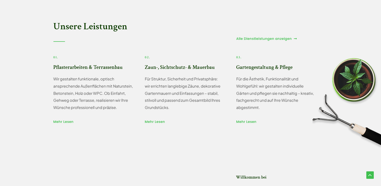 Website für Deutschland über Gartenbau und alle Außenarbeiten Leistungen