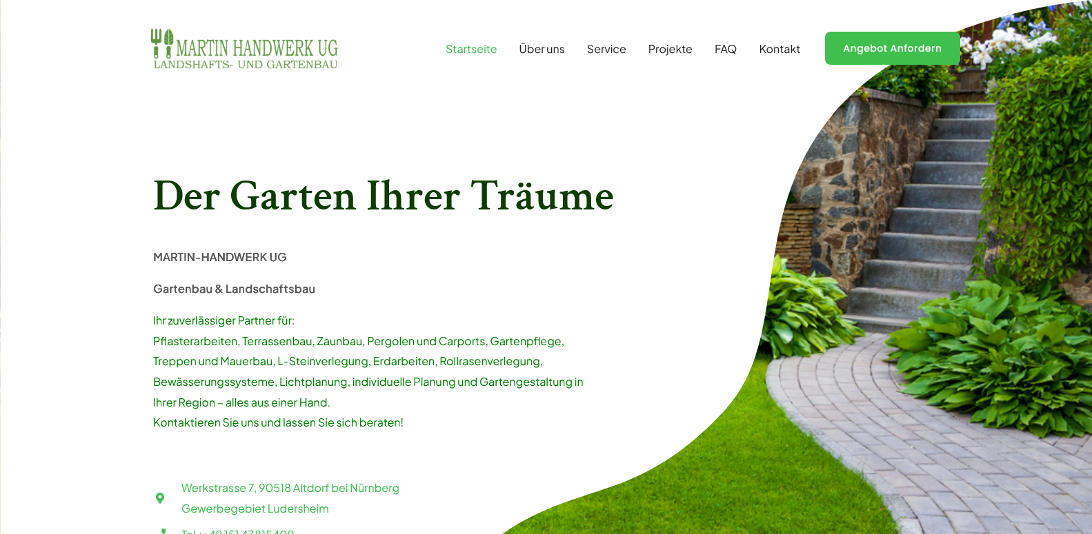 Website für Deutschland über Gartenbau und alle Außenarbeiten